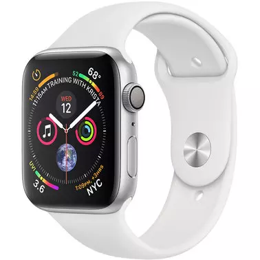 Apple Watch Series 4 44 mm (GPS) Silver Aluminum Case with White Sport Band (MU6A2)