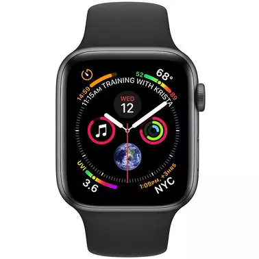 Apple Watch Series 4 44 mm (GPS) Space Gray Aluminum Case with Black Sport Band (MU6D2) - 1