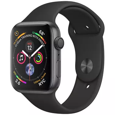 Apple Watch Series 4 44 mm (GPS) Space Gray Aluminum Case with Black Sport Band (MU6D2)