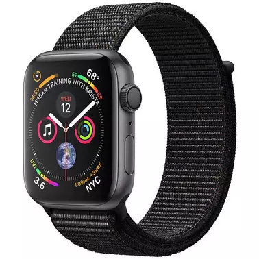 Apple Watch Series 4 44 mm (GPS) Space Gray Aluminum Case with Black Sport Loop (MU6E2)