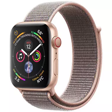 Apple Watch Series 4 44 mm (GPS + LTE) Gold Aluminum Case with Pink Sand Sport Loop (MTV12)