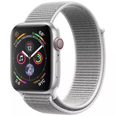 Apple Watch Series 4 44 mm (GPS + LTE) Silver Aluminum Case with Seashell Sport Loop (MTUV2)