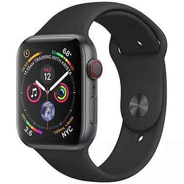 Apple Watch Series 4 44 mm (GPS + LTE) Space Gray Aluminum Case with Black Sport Band (MTUW2/MTVU2)