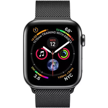 Apple Watch Series 4 44 mm (GPS + LTE) Space Black Stainless Steel Case with Black Milanese Loop (MTX32/MTV62) - 1