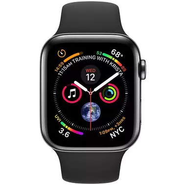 Apple Watch Series 4 44 mm (GPS + LTE) Space Black Stainless Steel Case with Black Sport Band (MTV52) - 1
