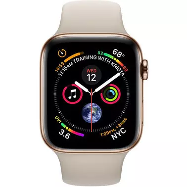 Apple Watch Series 4 44 mm (GPS + LTE) Gold Stainless Steel Case with Stone Sport Band (MTV72/MTX42) - 1