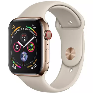 Apple Watch Series 4 44 mm (GPS + LTE) Gold Stainless Steel Case with Stone Sport Band (MTV72/MTX42)