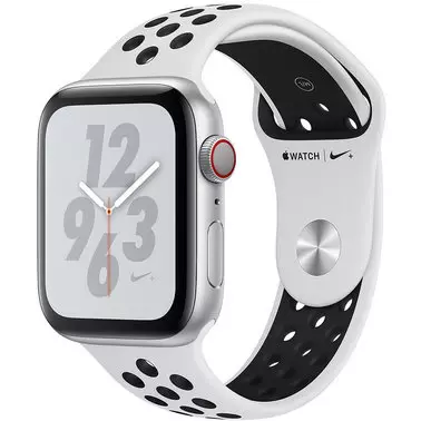 Apple Watch Series 4 Nike+ 44 mm (GPS + LTE) Silver Aluminum Case with Pure Platinum/Black Nike Sport Band (MTXC2/MTXK2)
