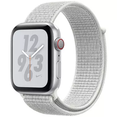 Apple Watch Series 4 Nike+ 44 mm (GPS + LTE) Silver Aluminum Case with Summit White Nike Sport Loop (MTXA2)