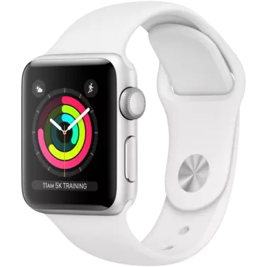Apple Watch Series 3 38 mm (GPS) Silver Aluminium Case with White Sport Band (MTEY2)