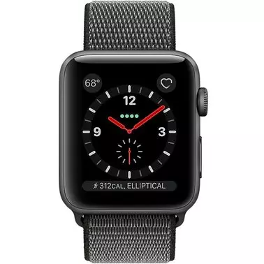 Apple Watch Series 3 38 mm (GPS + LTE) Space Gray Aluminum Case with Dark Olive Sport Loop (MQJT2) - 1