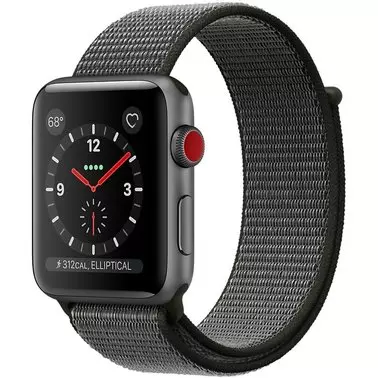 Apple Watch Series 3 38 mm (GPS + LTE) Space Gray Aluminum Case with Dark Olive Sport Loop (MQJT2)