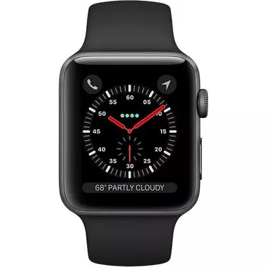 Apple Watch Series 3 42 mm (GPS + LTE) Space Gray Aluminum Case with Black Sport Band (MQK22) - 1
