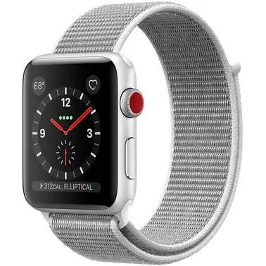 Apple Watch Series 3 42 mm (GPS + LTE) Silver Aluminum Case with Seashell Sport Loop (MQK52)