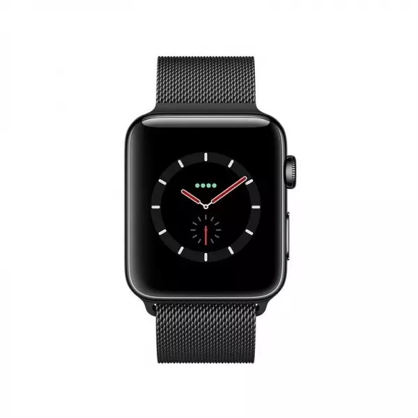 Apple Watch Series 3 38 mm (GPS + LTE) Space Black Stainless Steel Case with Space Black Milanese Loop (MR1H2) - 1