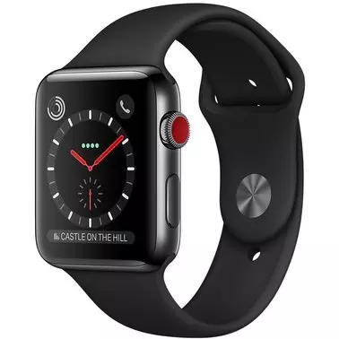 Apple Watch Series 3 42 mm (GPS + LTE) Space Black Stainless Steel Case with Black Sport Band (MQK92)