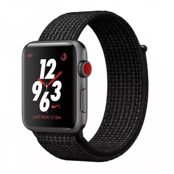 Apple Watch Series 3 Nike+ 38 mm (GPS + LTE) Space Gray Aluminum Case with Black/Pure Platinum Nike Sport Loop (MQL82)