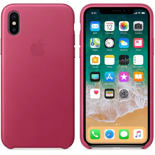 Чехол для Apple iPhone X Leather Case Pink Fuchsia (MQTJ2) - 2