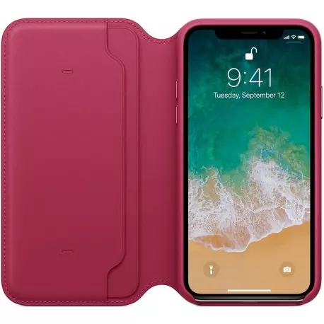 Чехол для Apple iPhone X Leather Folio Case Berry (MQRX2) - 2
