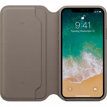 Чехол для Apple iPhone X Leather Folio Case Taupe (MQRY2) - 2