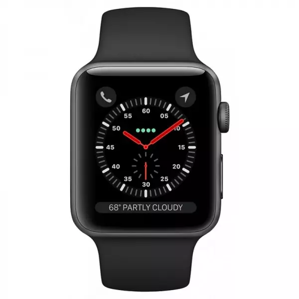Apple Watch Series 3 38mm (GPS + LTE) Space Gray Aluminum Case with Black Sport Band (MTGH2) - 1