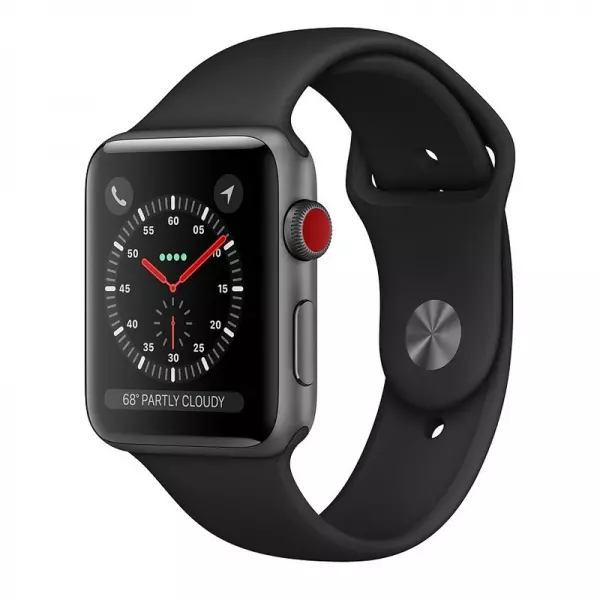 Apple Watch Series 3 38mm (GPS + LTE) Space Gray Aluminum Case with Black Sport Band (MTGH2)