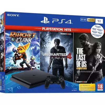 Игровая консоль Sony PlayStation 4 Slim 1TB + Ratchet & Clank + Uncharted 4: Путь вора + The Last of Us