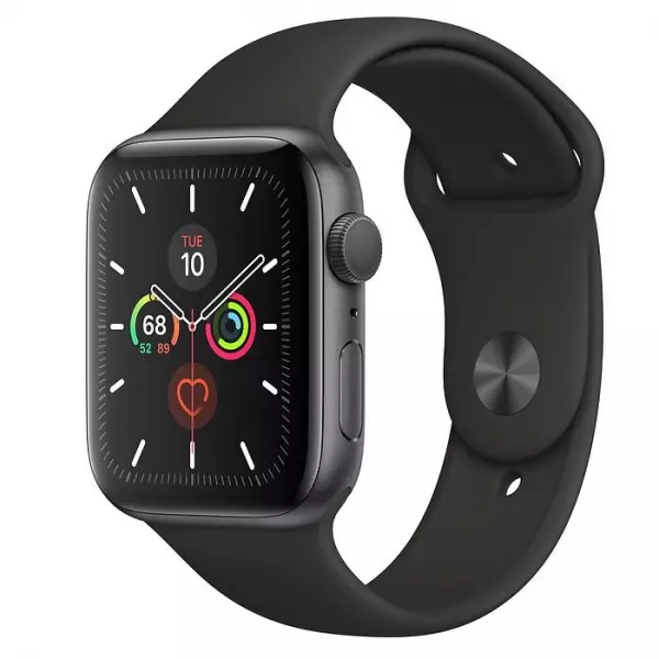 Apple Watch Series 5 44 mm (GPS) Space Gray Aluminum Case with Black Sport Band (MWVF2)