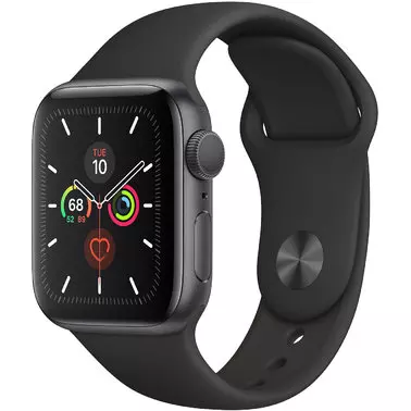 Apple Watch Series 5 40 mm (GPS) Space Gray Aluminum Case with Black Sport Band (MWV82)