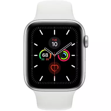 Apple Watch Series 5 44 mm (GPS) Silver Aluminum Case with White Sport Band (MWVD2) - 1