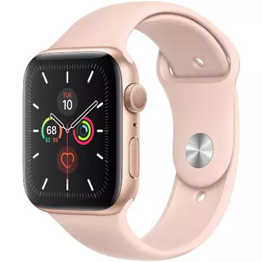 Apple Watch Series 5 44 mm (GPS) Gold Aluminum Case with Pink Sand Sport Band (MWVE2)