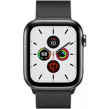 Apple Watch Series 5 44 mm (GPS + LTE) Space Black Stainless Steel Case with Space Black Milanese Loop (MWW82, MWWL2) - 1