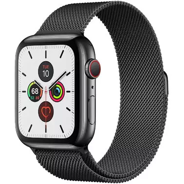 Apple Watch Series 5 44 mm (GPS + LTE) Space Black Stainless Steel Case with Space Black Milanese Loop (MWW82, MWWL2)
