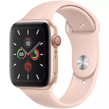 Apple Watch Series 5 44 mm (GPS + LTE) Gold Aluminum Case with Pink Sand Sport Band (MWW02)