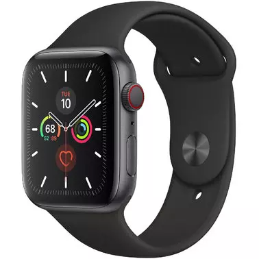Apple Watch Series 5 44 mm (GPS + LTE) Space Gray Aluminum Case with Black Sport Band (MWW12)