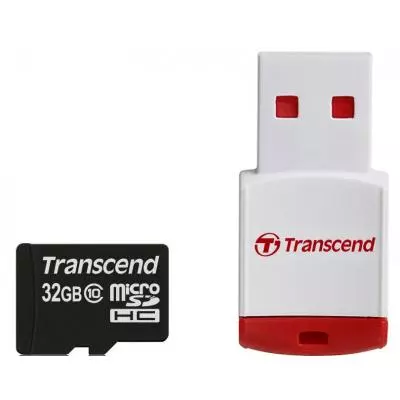 Карта памяти Transcend Miсro-SDHC memory card 32GB + P3 Card Reader, class 10 (TS32GUSDHC10-P3)