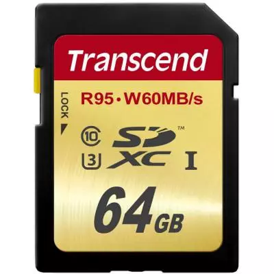 Карта памяти Transcend 64GB SDXC class 10 UHS-I U3 (TS64GSDU3)