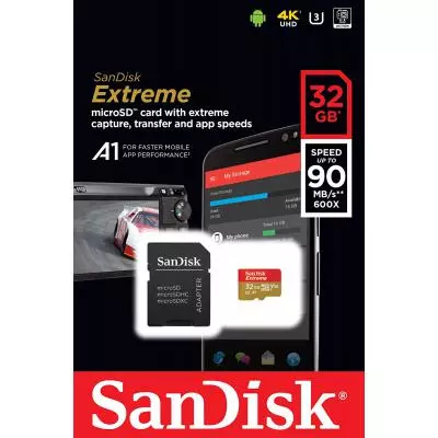 Карта памяти SanDisk 32GB microSDHC V30 A1 UHS-I U3 4K Extreme (SDSQXAF-032G-GN6MA) - 2 Карта памяти SanDisk 32GB microSDHC V30 A1 UHS-I U3 4K Extreme (SDSQXAF-032G-GN6MA) - 2