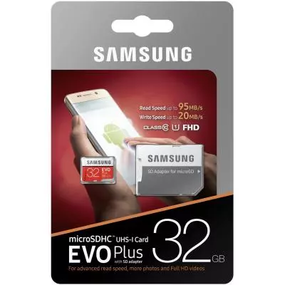Карта памяти Samsung 32GB microSD class 10 UHS-I Evo Plus (MB-MC32GA/RU) - 6 Карта памяти Samsung 32GB microSD class 10 UHS-I Evo Plus (MB-MC32GA/RU) - 6
