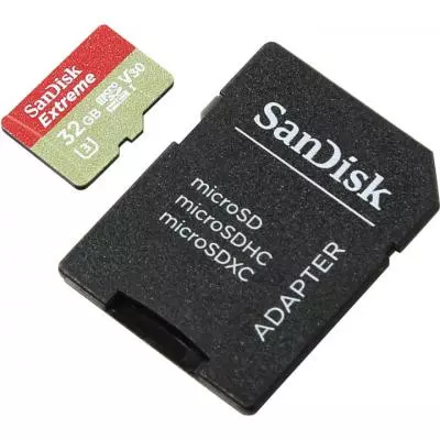 Карта памяти SanDisk 32GB microSD class 10 V30 A1 UHS-I U3 Extreme Action (SDSQXAF-032G-GN6AA) - 1 Карта памяти SanDisk 32GB microSD class 10 V30 A1 UHS-I U3 Extreme Action (SDSQXAF-032G-GN6AA) - 1