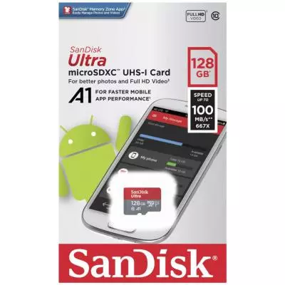 Карта памяти SanDisk 128GB microSDXC class 10 UHS-I (SDSQUAR-128G-GN6MA) - 1
