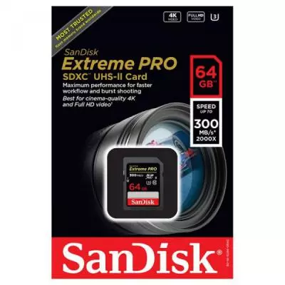 Карта памяти SanDisk 64GB SDXC class 10 UHS-II 4K Extreme Pro (SDSDXPK-064G-GN4IN) - 2