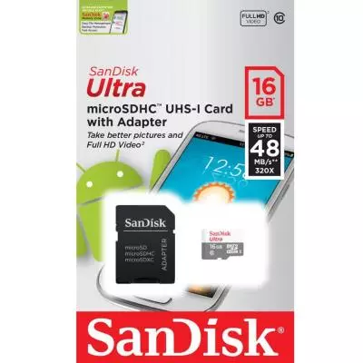 Карта памяти SanDisk 16GB microSD Class 10 UHS-I Ultra (SDSQUNS-016G-GN3MA) - 3