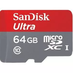 Карта памяти SanDisk 64GB microSD Class 10 UHS-I Ultra (SDSQUNS-064G-GN3MN)