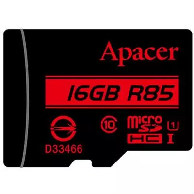 Карта памяти Apacer 16GB microSDHC Class10 UHS-I U1 (R85 MB/s) (AP16GMCSH10U5-R) - 1 Карта памяти Apacer 16GB microSDHC Class10 UHS-I U1 (R85 MB/s) (AP16GMCSH10U5-R) - 1