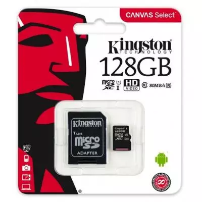 Карта памяти Kingston 128GB microSDXC class 10 UHS-I Canvas Select (SDCS/128GB) - 2
