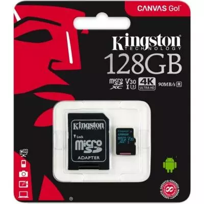 Карта памяти Kingston 128GB microSDXC class 10 UHS-I U3 Canvas Go (SDCG2/128GB) - 2