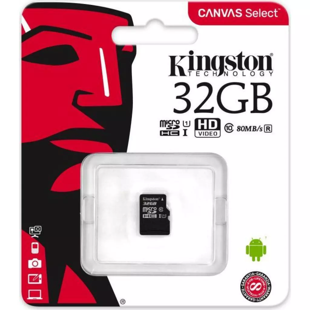 Карта памяти Kingston 32GB microSDHC class 10 UHS-I (SDCS/32GBSP) - 2