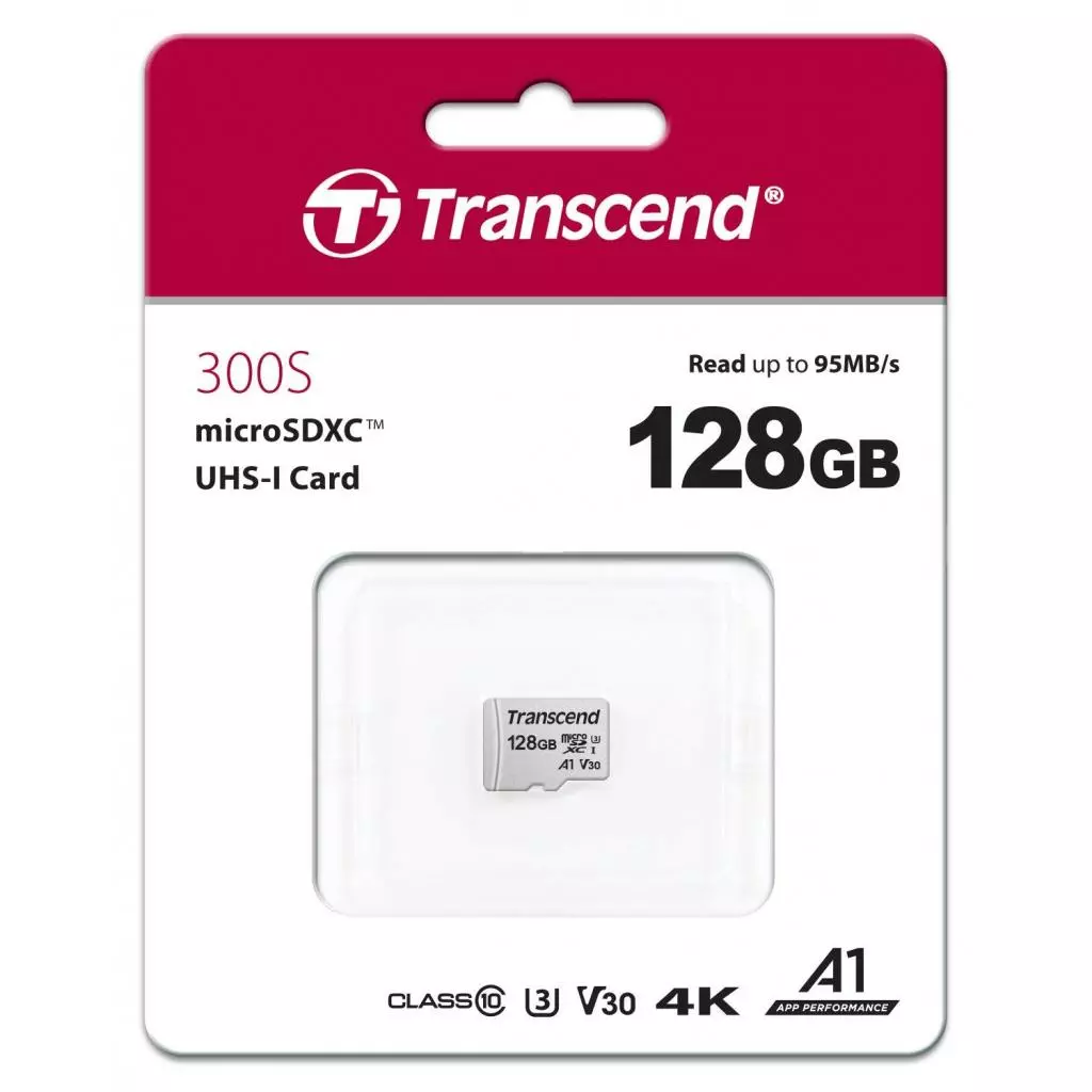 Карта памяти Transcend 128GB microSDXC class 10 UHS-I U3 A1 (TS128GUSD300S) - 1