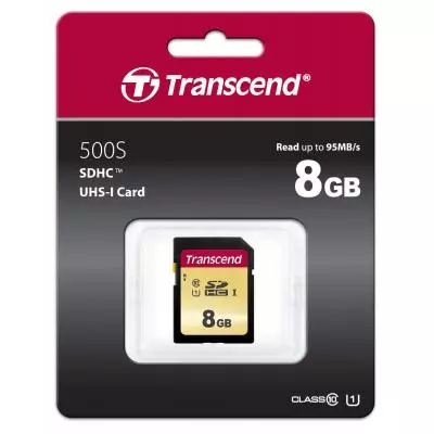 Карта памяти Transcend 8GB SDHC class 10 UHS-I U1 (TS8GSDC500S) - 1